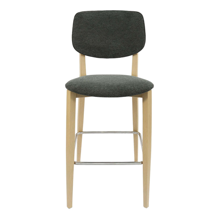 Durafurn Atlanta Barstool - large Backrest - Oak Frame/Dark Grey Fabric Seat & Backrest