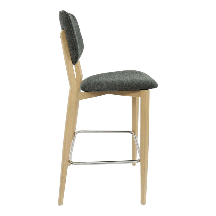 Durafurn Atlanta Barstool - large Backrest - Oak Frame/Dark Grey Fabric Seat & Backrest