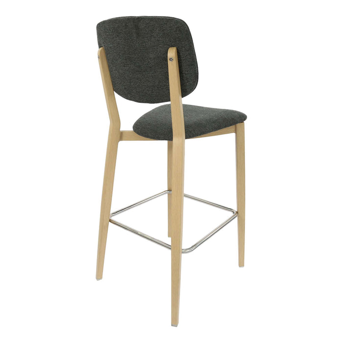 Durafurn Atlanta Barstool - large Backrest - Oak Frame/Dark Grey Fabric Seat & Backrest