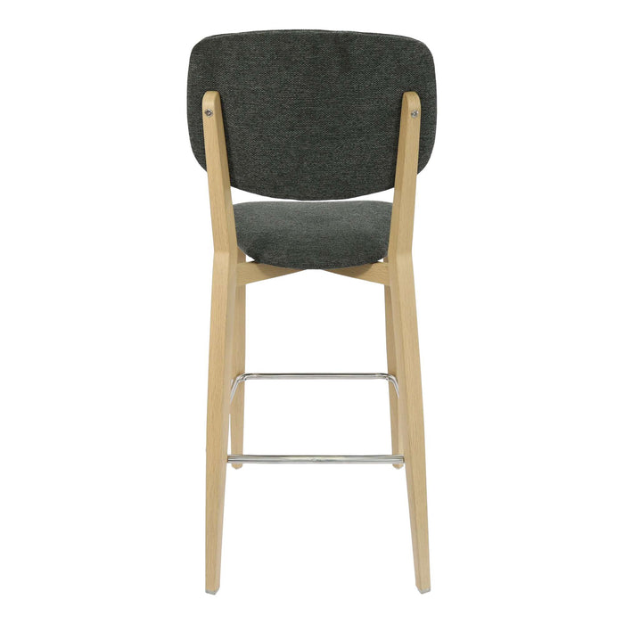 Durafurn Atlanta Barstool - large Backrest - Oak Frame/Dark Grey Fabric Seat & Backrest
