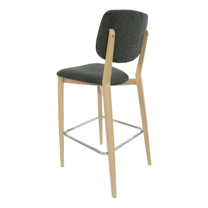 Durafurn Atlanta Barstool - large Backrest - Oak Frame/Dark Grey Fabric Seat & Backrest