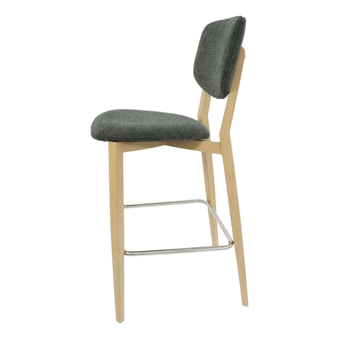 Durafurn Atlanta Barstool - large Backrest - Oak Frame/Dark Grey Fabric Seat & Backrest
