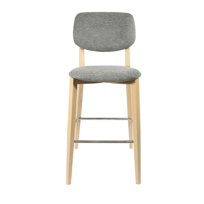 Durafurn Atlanta Barstool - large Backrest - Oak Frame/ Grey Fabric Seat & Backrest