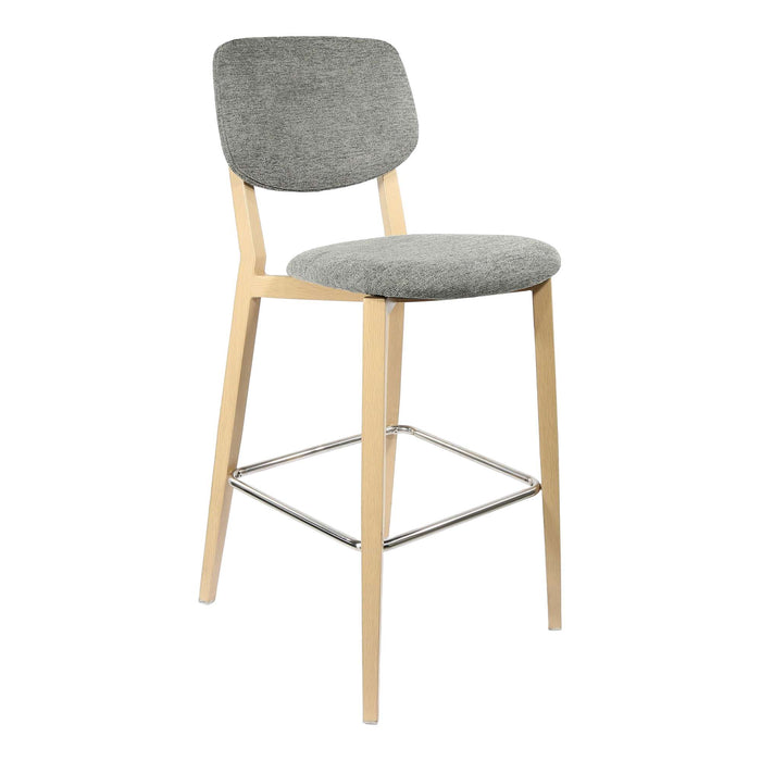 Durafurn Atlanta Barstool - large Backrest - Oak Frame/ Grey Fabric Seat & Backrest