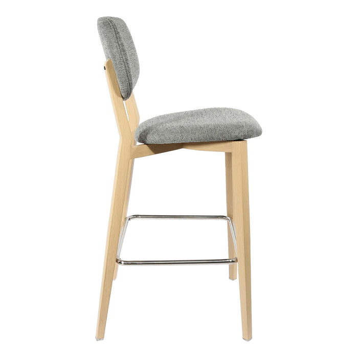 Durafurn Atlanta Barstool - large Backrest - Oak Frame/ Grey Fabric Seat & Backrest