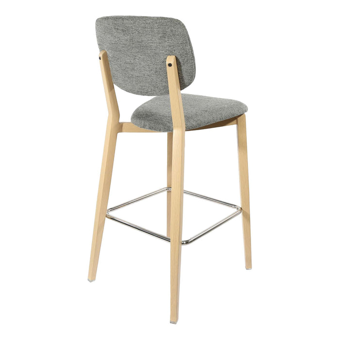 Durafurn Atlanta Barstool - large Backrest - Oak Frame/ Grey Fabric Seat & Backrest
