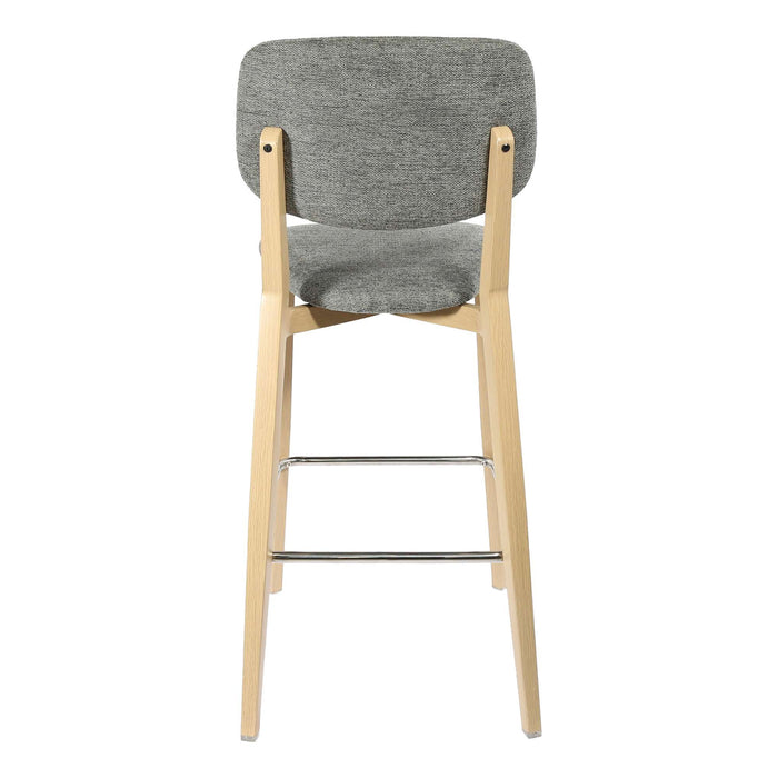 Durafurn Atlanta Barstool - large Backrest - Oak Frame/ Grey Fabric Seat & Backrest