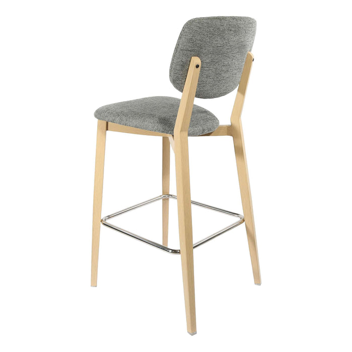 Durafurn Atlanta Barstool - large Backrest - Oak Frame/ Grey Fabric Seat & Backrest