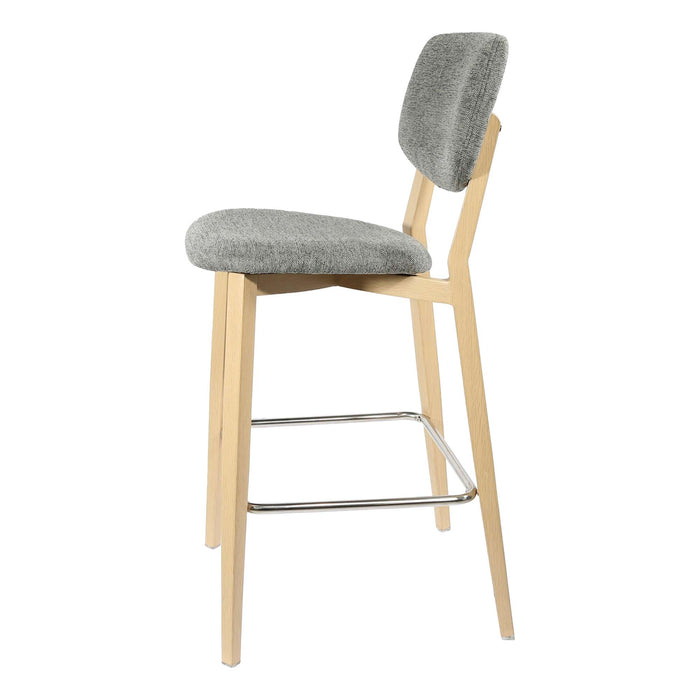 Durafurn Atlanta Barstool - large Backrest - Oak Frame/ Grey Fabric Seat & Backrest