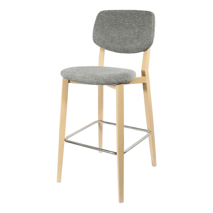Durafurn Atlanta Barstool - large Backrest - Oak Frame/ Grey Fabric Seat & Backrest