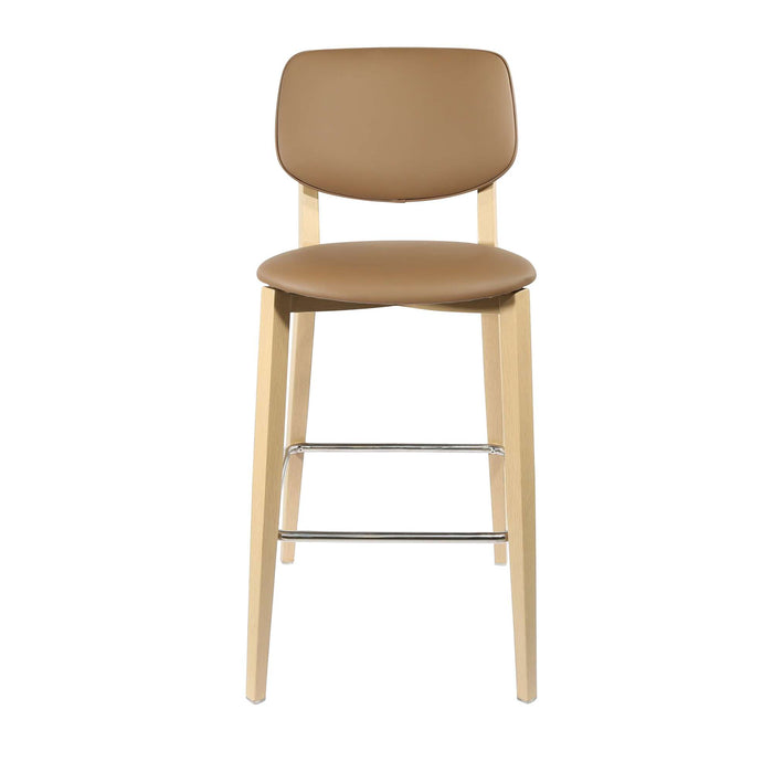 Durafurn Atlanta Barstool - large Backrest - Oak Frame/Taupe Vinyl Seat & Backrest