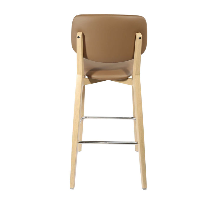 Durafurn Atlanta Barstool - large Backrest - Oak Frame/Taupe Vinyl Seat & Backrest