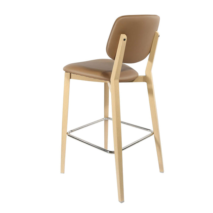 Durafurn Atlanta Barstool - large Backrest - Oak Frame/Taupe Vinyl Seat & Backrest
