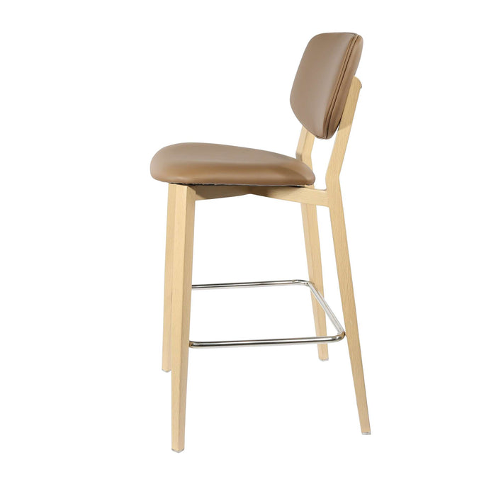 Durafurn Atlanta Barstool - large Backrest - Oak Frame/Taupe Vinyl Seat & Backrest