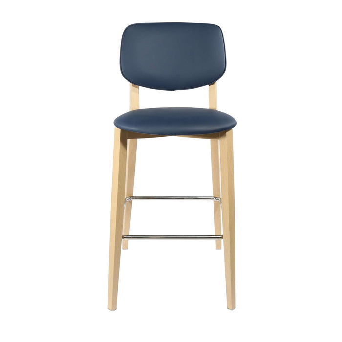 Durafurn Atlanta Barstool - large Backrest - Oak Frame/Navy Vinyl Seat & Backrest