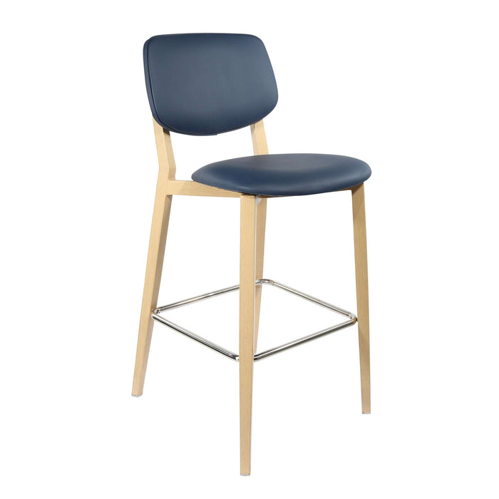 Durafurn Atlanta Barstool - large Backrest - Oak Frame/Navy Vinyl Seat & Backrest
