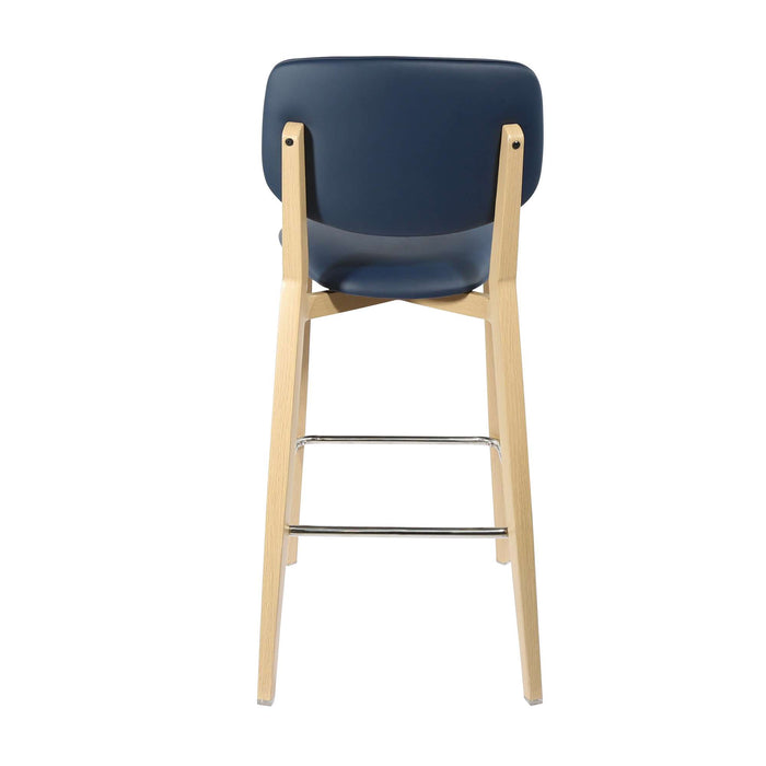 Durafurn Atlanta Barstool - large Backrest - Oak Frame/Navy Vinyl Seat & Backrest