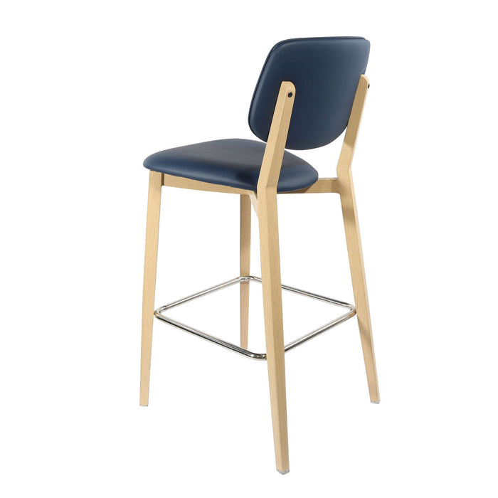 Durafurn Atlanta Barstool - large Backrest - Oak Frame/Navy Vinyl Seat & Backrest