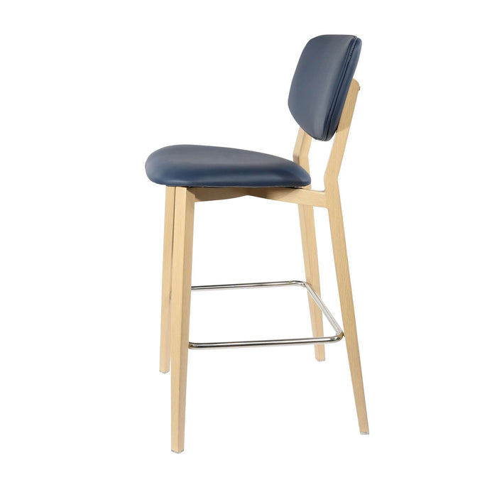 Durafurn Atlanta Barstool - large Backrest - Oak Frame/Navy Vinyl Seat & Backrest