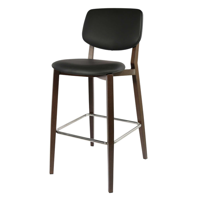 Durafurn Atlanta Barstool - large Backrest - Wenge Frame/Black Vinyl Seat & Backrest