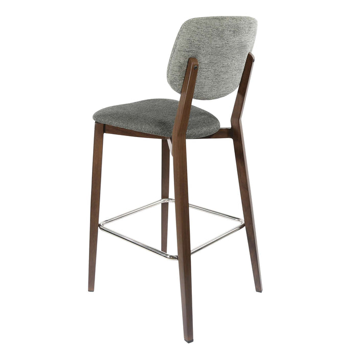 Durafurn Atlanta Barstool - large Backrest - Wenge Frame/Dark Grey Fabric Seat & Backrest