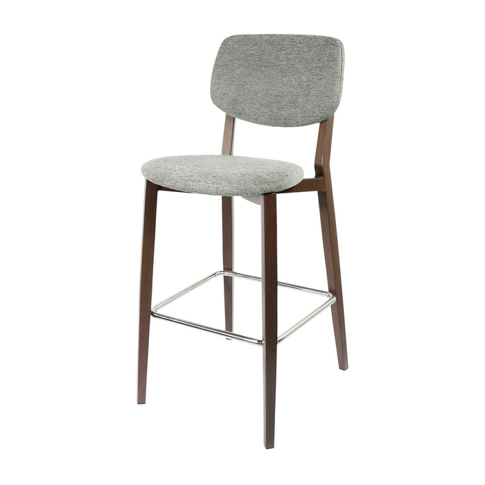 Durafurn Atlanta Barstool - large Backrest - Wenge Frame/ Grey Fabric Seat & Backrest