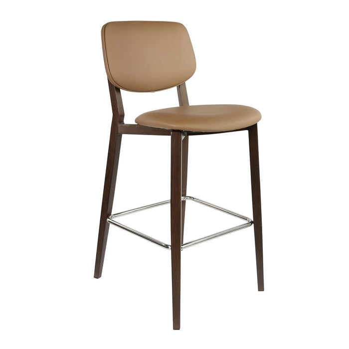 Durafurn Atlanta Barstool - large Backrest - Wenge Frame/Taupe Vinyl Seat & Backrest