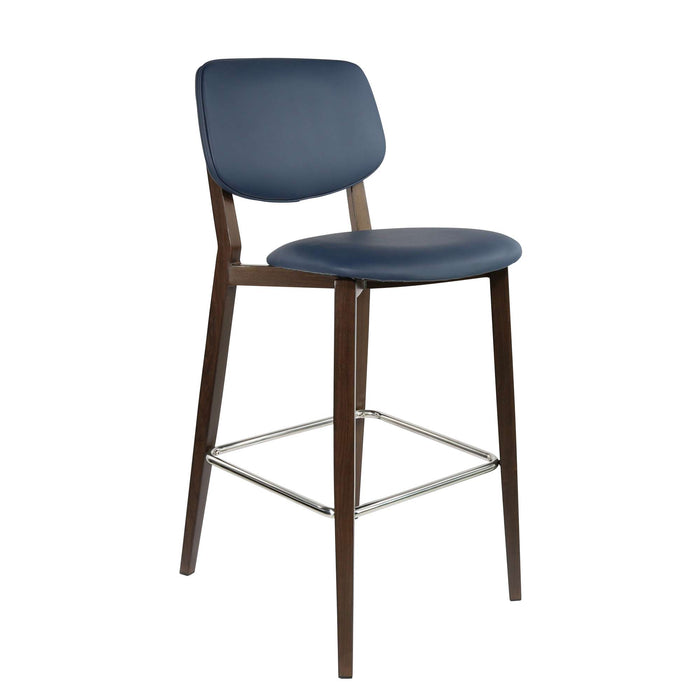 Durafurn Atlanta Barstool - large Backrest - Wenge Frame/Navy Vinyl Seat & Backrest
