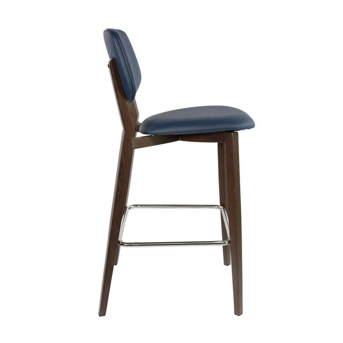 Durafurn Atlanta Barstool - large Backrest - Wenge Frame/Navy Vinyl Seat & Backrest