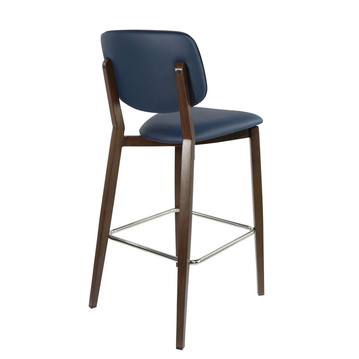 Durafurn Atlanta Barstool - large Backrest - Wenge Frame/Navy Vinyl Seat & Backrest