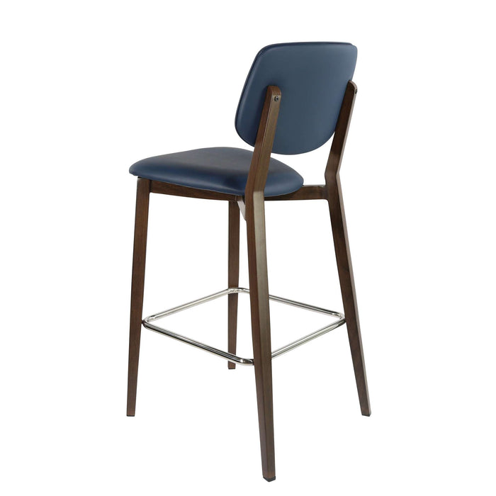 Durafurn Atlanta Barstool - large Backrest - Wenge Frame/Navy Vinyl Seat & Backrest