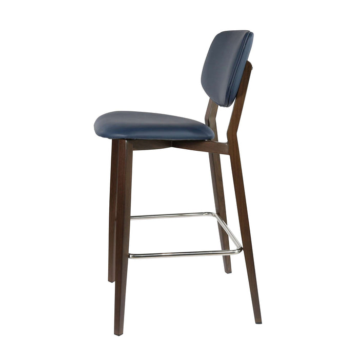 Durafurn Atlanta Barstool - large Backrest - Wenge Frame/Navy Vinyl Seat & Backrest