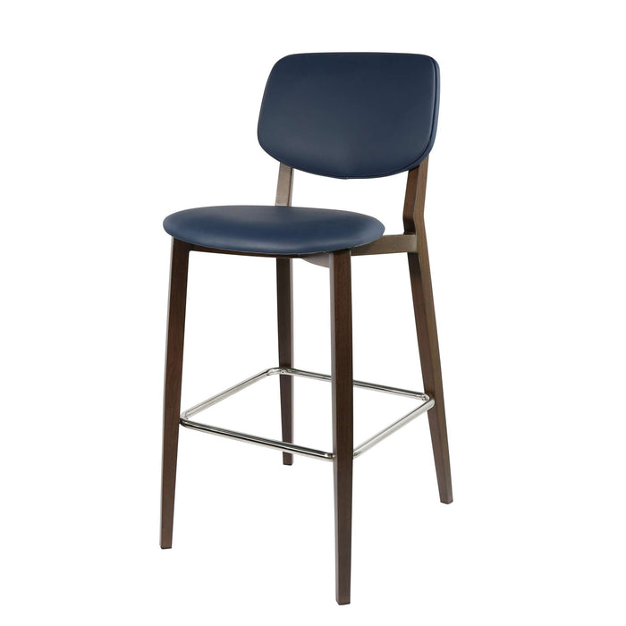 Durafurn Atlanta Barstool - large Backrest - Wenge Frame/Navy Vinyl Seat & Backrest