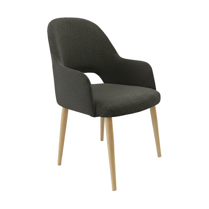 Bourbon Armchair - Anthracite Fabric with Oak Round Legs