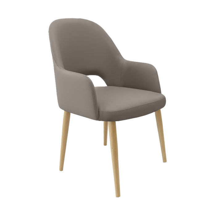 Bourbon Armchair - Nougat Vinyl with Oak Round Legs
