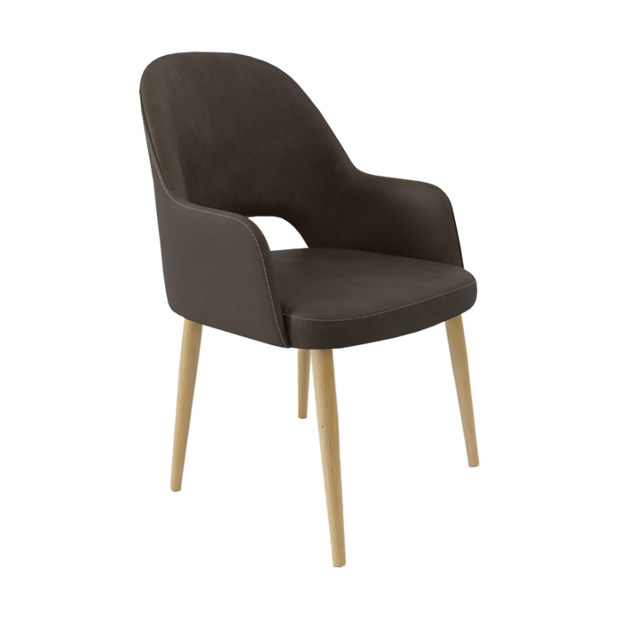 Bourbon Armchair - Charcoal Fabric  with Oak Round Legs