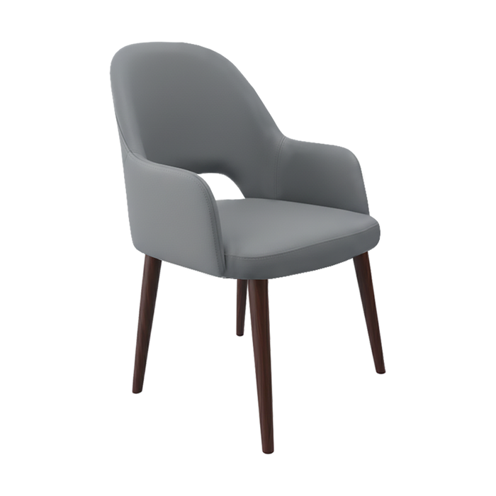 Bourbon Armchair - Stone Vinyl with Wenge Round Legs