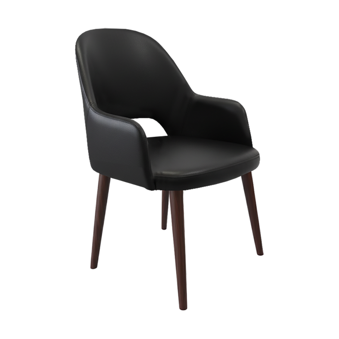 Bourbon Armchair - Black Vinyl with Wenge Round Legs