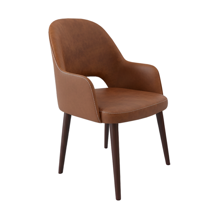 Bourbon Armchair - Tan with Wenge Round Legs
