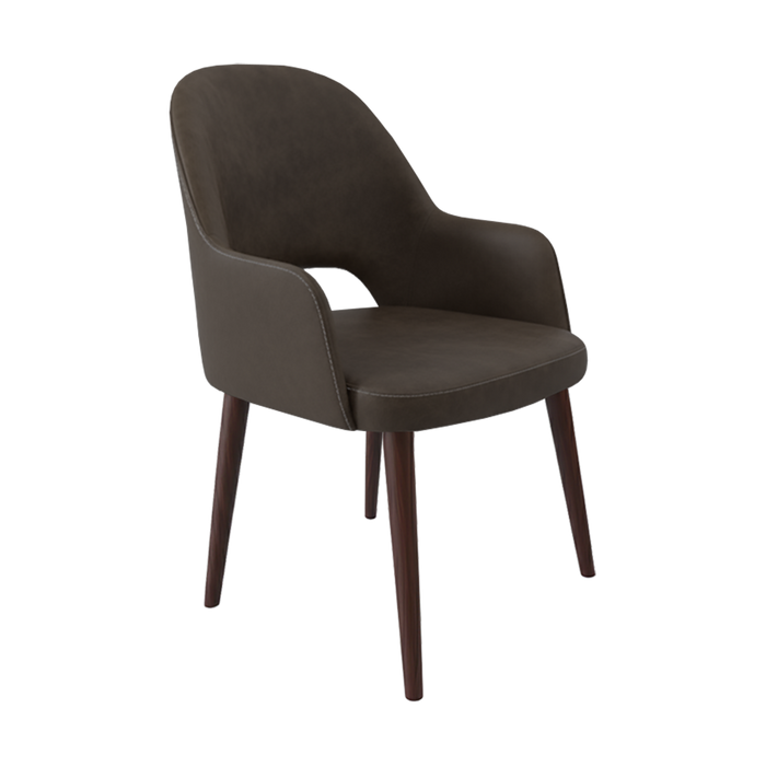 Bourbon Armchair - Charcoal Fabric  with Wenge Round Legs
