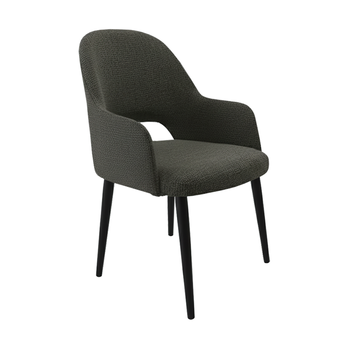 Bourbon Armchair - Anthracite Fabric with Black Round Legs