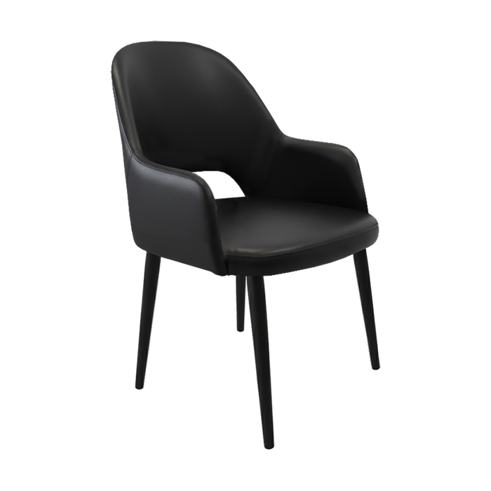 Bourbon Armchair - Black Vinyl with Black Round Legs