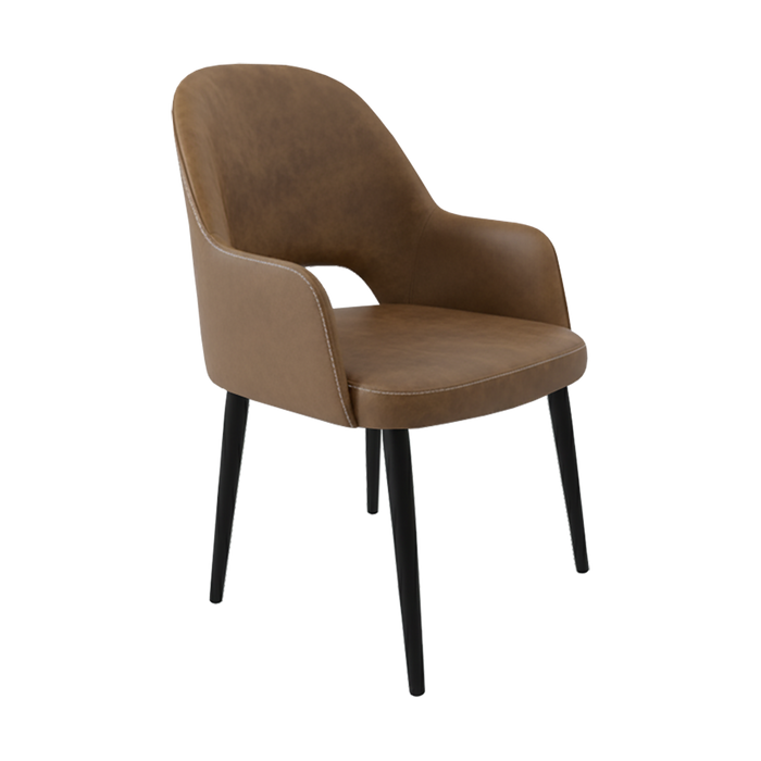Bourbon Armchair - Mocha Fabric with Black Round Legs