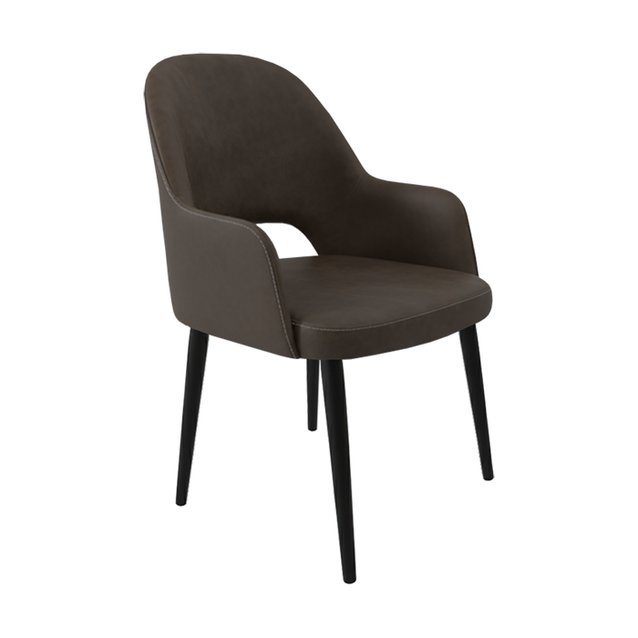 Bourbon Armchair - Charcoal Fabric  with Black Round Legs