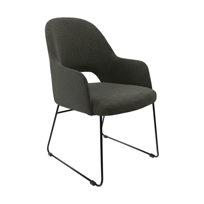 Bourbon Armchair - Anthracite Fabric with Sled Base