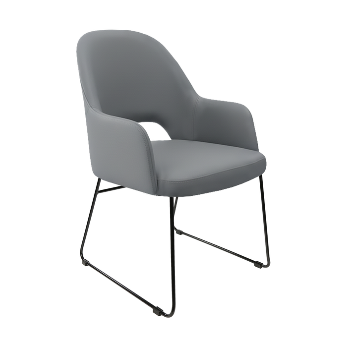 Bourbon Armchair - Stone Vinyl with Sled Base