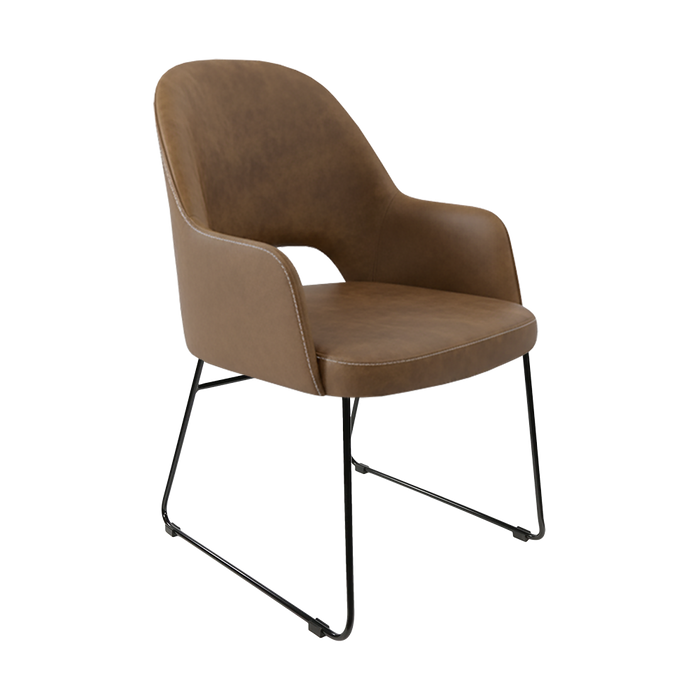 Bourbon Armchair - Mocha Fabric with Sled Base