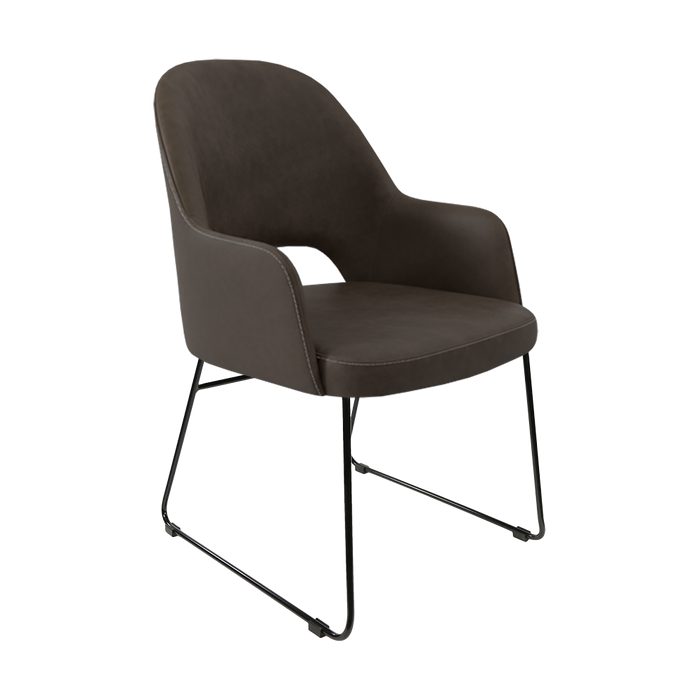 Bourbon Armchair - Charcoal Fabric  with Sled Base