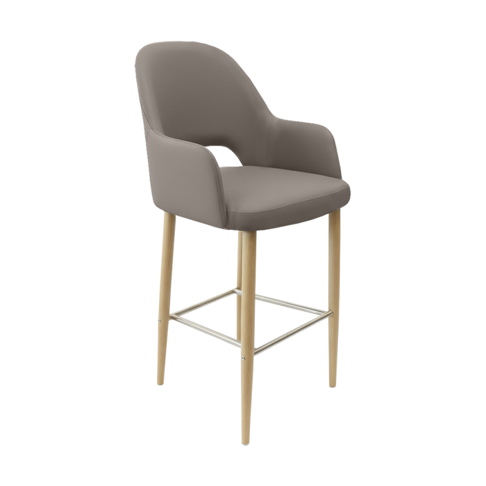 Bourbon 750mm Barstool - Taupe with Oak Round Legs
