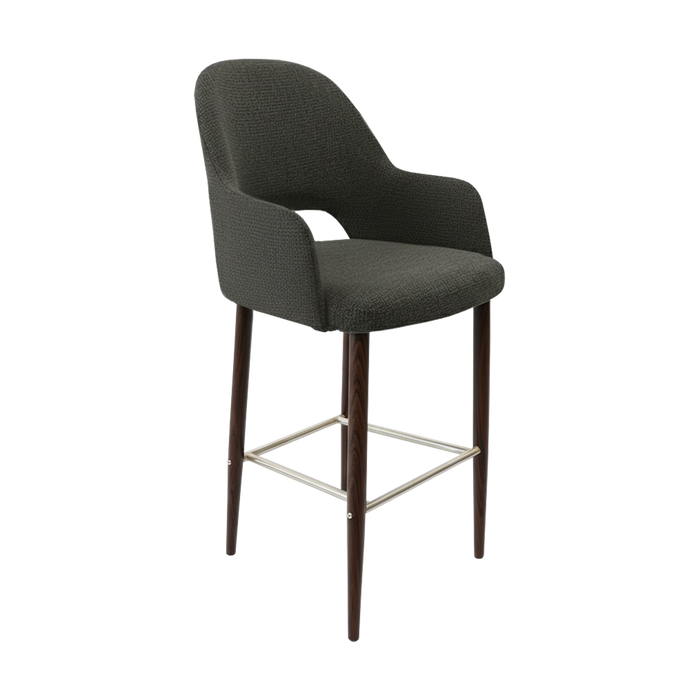 Bourbon 750mm Barstool - Anthracite Fabric with Wenge Round Legs